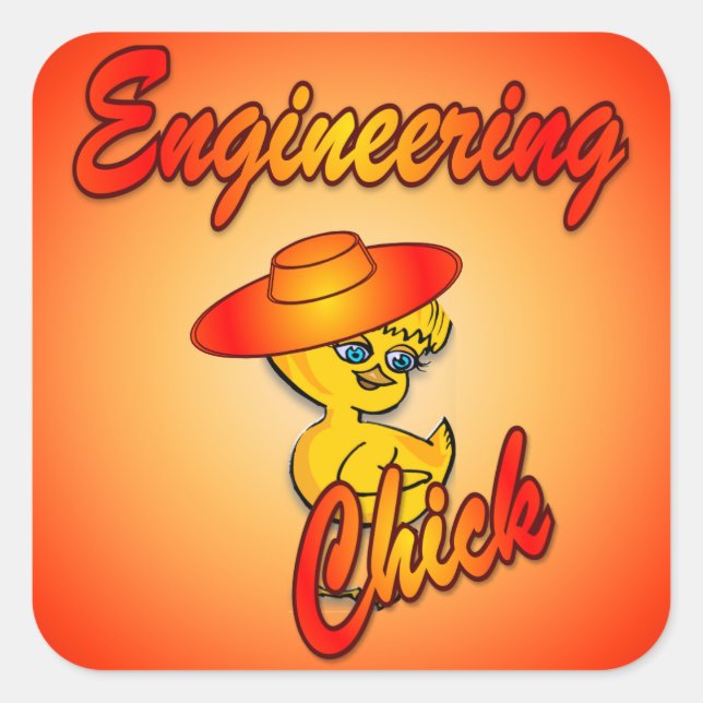 Pegatina Cuadrada Chick de ingeniería nº 5 (Anverso)