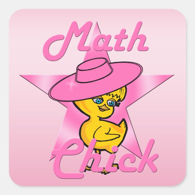Pegatina Cuadrada Chick de matemáticas #8 (Anverso)