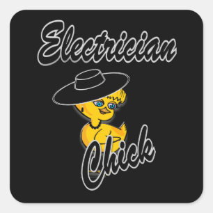Pegatina Cuadrada Chick eléctrico #4