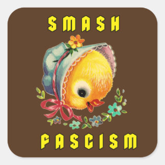 Pegatina Cuadrada Chick retro lindo - sacudir el fascismo