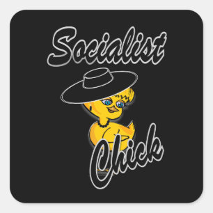 Pegatina Cuadrada Chick socialista #4
