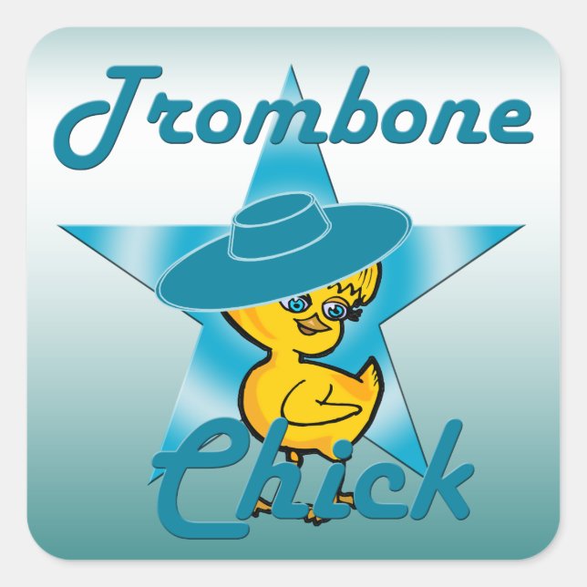 Pegatina Cuadrada Chick trombone #7 (Anverso)