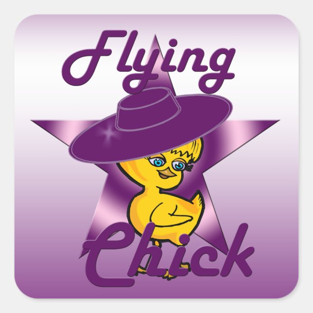 Pegatina Cuadrada Chick volador nº 9 (Anverso)