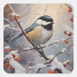 Pegatina Cuadrada Chickadee