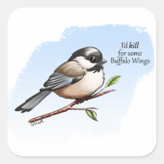 Pegatina Cuadrada CHICKADEE BUFFALO WINGS by Jeff Willis Art