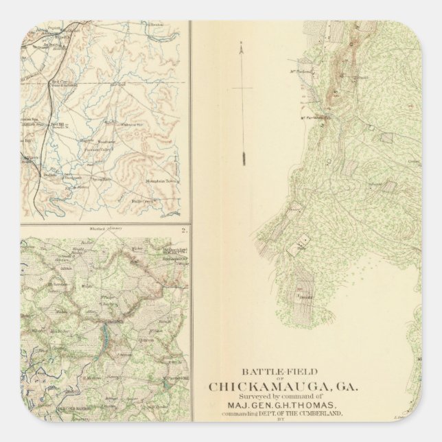 Pegatina Cuadrada Chickamauga, Ga (Anverso)