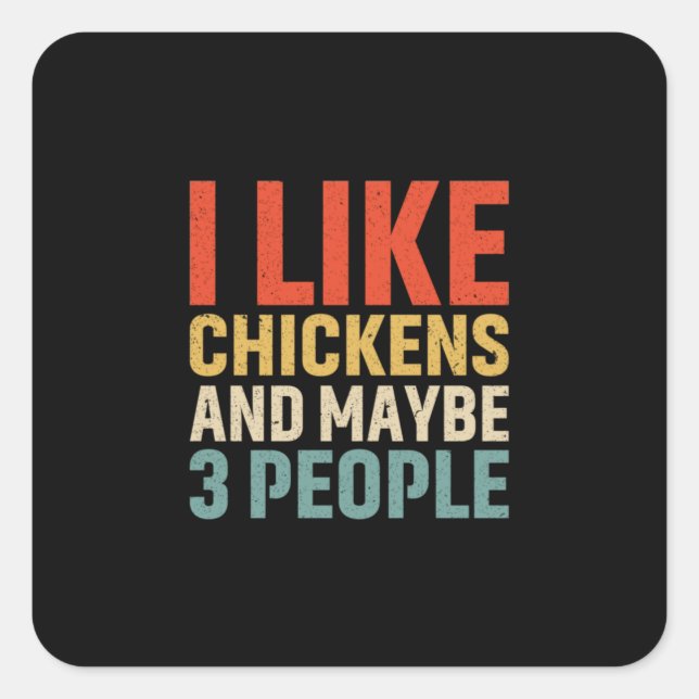 Pegatina Cuadrada Chicken Lover | I Like Chickens (Anverso)
