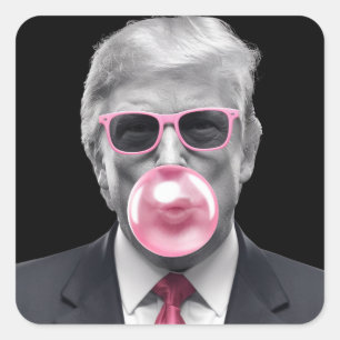 Pegatina Cuadrada Chicle Trump Donald Trump 2024 Vota por Trump 