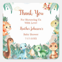 Chico de dinosaurio lindo de acuarela Baby Shower