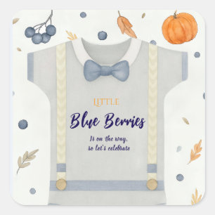 Pegatina Cuadrada Chico ducha de bebé autum otoño burlap bodysuit