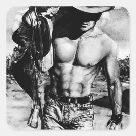 Pegatina Cuadrada Chico occidental masculino masculino masculino sex