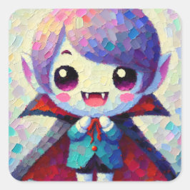 Pegatina Cuadrada Chico vampiro Kawaii lindo