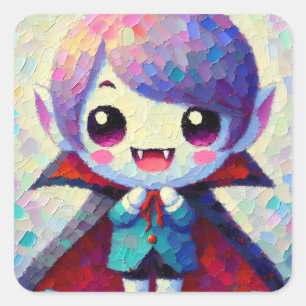 Pegatina Cuadrada Chico vampiro Kawaii lindo
