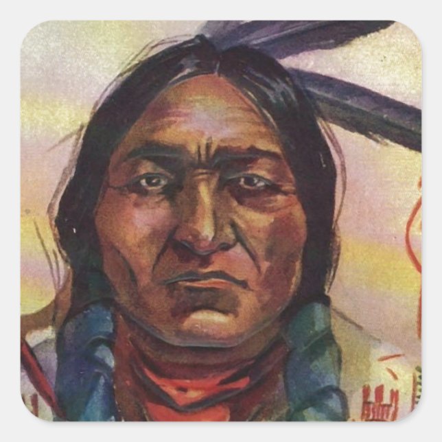 Pegatina Cuadrada Chief Sitting Bull (Anverso)
