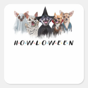 Pegatina Cuadrada chihuahua camiseta chihuahua personalizado hallowe