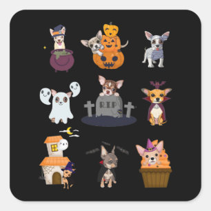 Pegatina Cuadrada Chihuahua Costume Halloween T-Shirt Cute Halloween