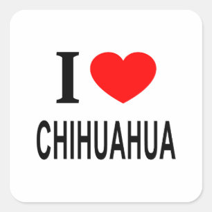 PEGATINA CUADRADA ❤️ CHIHUAHUA ME ENCANTA CHIHUAHUA I HEART CHIHUAHU
