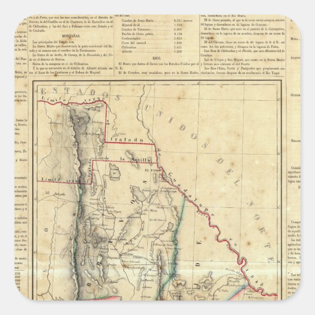 Pegatina Cuadrada Chihuahua, México (Anverso)