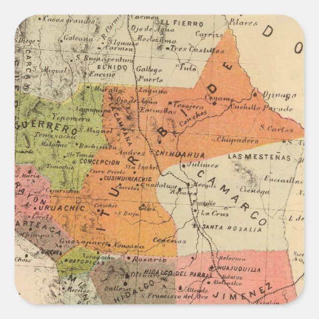 Pegatina Cuadrada Chihuahua, México (Anverso)