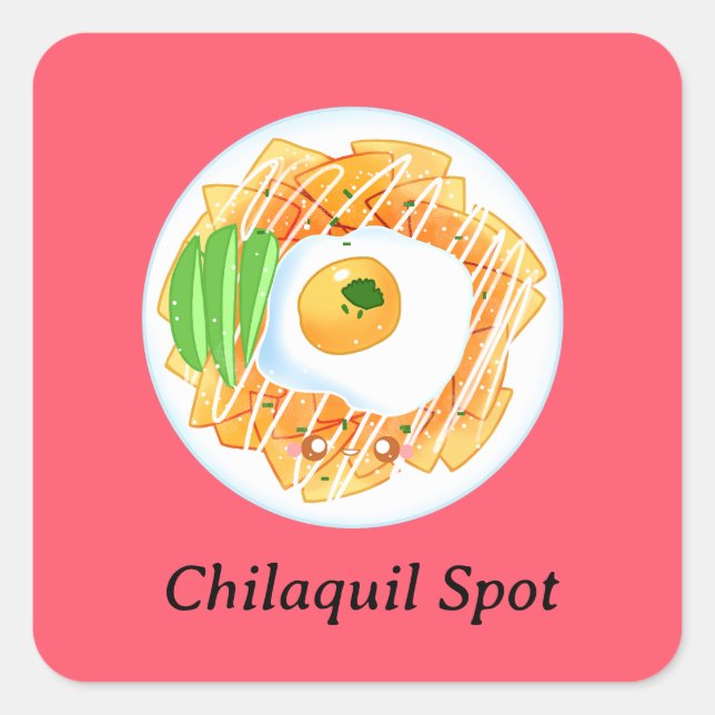 Pegatina Cuadrada Chilaquiles Rojos (Anverso)