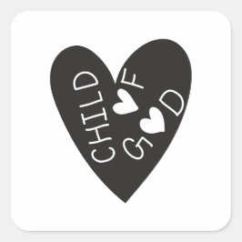 Pegatina Cuadrada Child of God Black Heart
