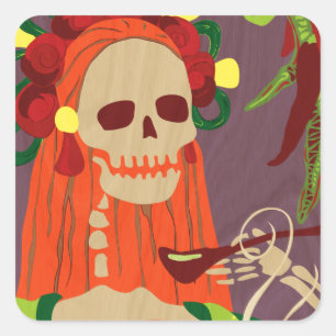 Pegatina Cuadrada chile colorado