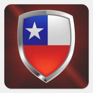 Pegatina Cuadrada Chile Emblema metálico