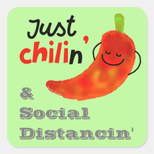 Pegatina Cuadrada Chili Pun - Sólo Chilin y Distancia Social