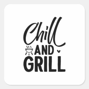 Pegatina Cuadrada Chill And Grill BBQ