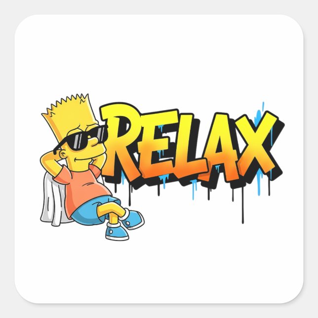 Pegatina Cuadrada Chill Bart Relax Graffiti Urban Style Graphic Tee (Anverso)