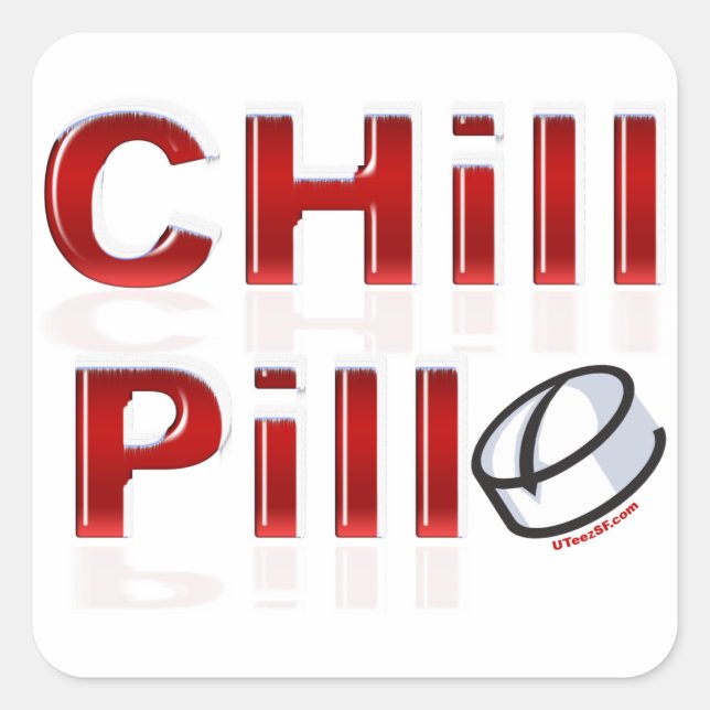 Pegatina Cuadrada Chill Pill Funny PMS (Anverso)