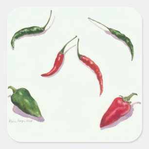Pegatina Cuadrada Chillies and Peppers 2005