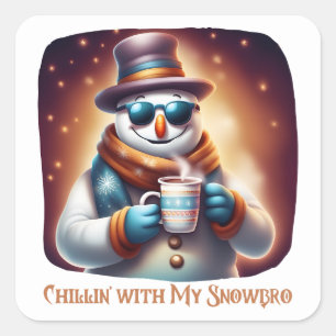 Pegatina Cuadrada Chillin con mi Snowbro