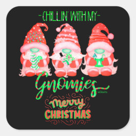 Pegatina Cuadrada CHILLIN CON MIS navidades graciosos
