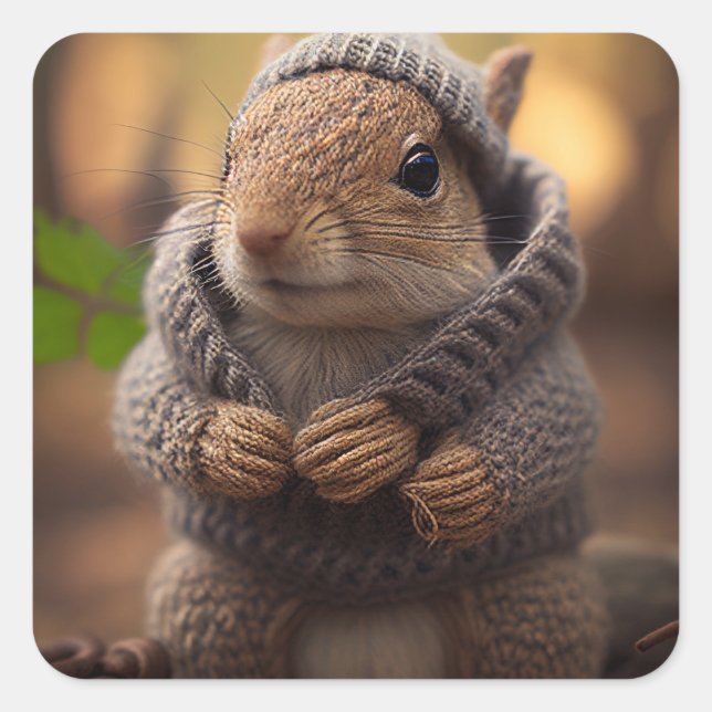 Pegatina Cuadrada Chilly Squirrel (Anverso)