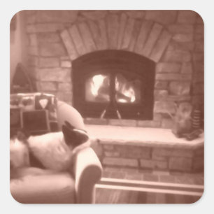 Pegatina Cuadrada Chimenea