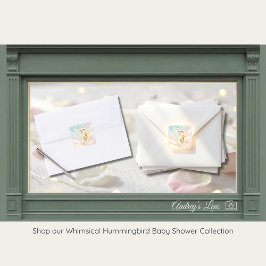 Pegatina Cuadrada Chimenea de acuarela y nubes pastel Baby Shower