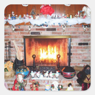 PEGATINA CUADRADA CHIMENEA DE NAVIDADES