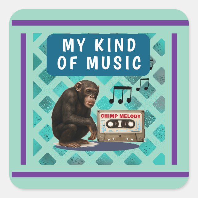 Pegatina Cuadrada chimpanzee  (Anverso)