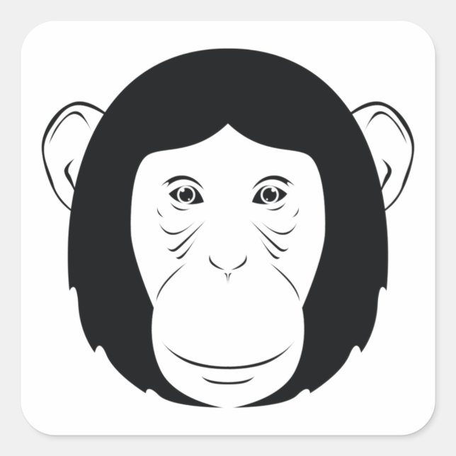 Pegatina Cuadrada Chimpanzee Face Silhouette (Anverso)