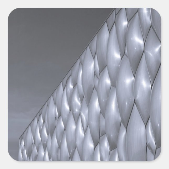 Pegatina Cuadrada China, Beijing. Centro Nacional de Acuáticos (Anverso)