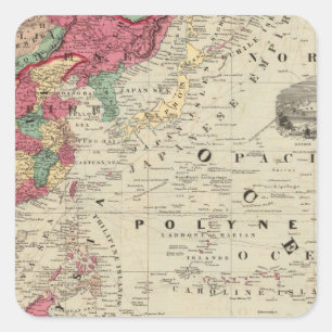 Pegatina Cuadrada China del este. Indies Australia y Oceanica