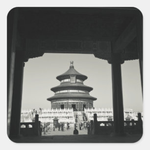 Pegatina Cuadrada China, Pekín, Distrito Chongwen. Templo de 2