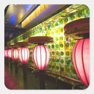 Pegatina Cuadrada China, Shanghái. Bar en el barrio Xin Tian Di