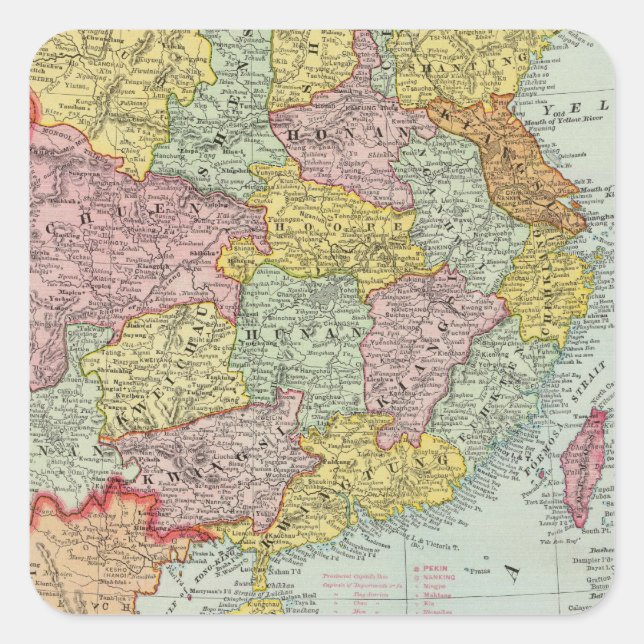 Pegatina Cuadrada China y Malasia (Anverso)