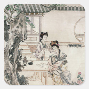 Pegatina Cuadrada Chinas en un jardín