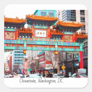 Pegatina Cuadrada Chinatown DC, EE.UU.