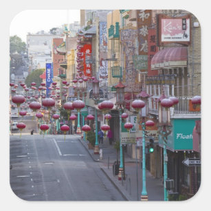 Pegatina Cuadrada Chinatown en Grant Street, San Francisco,