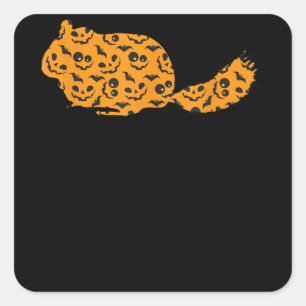 Pegatina Cuadrada Chinchilla Easy Halloween Outfit Rodent Lazy