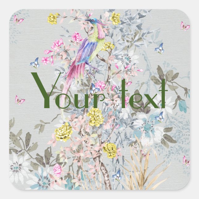 Pegatina Cuadrada Chine soirée,toile,escena natural,antigüedades,pat (Anverso)